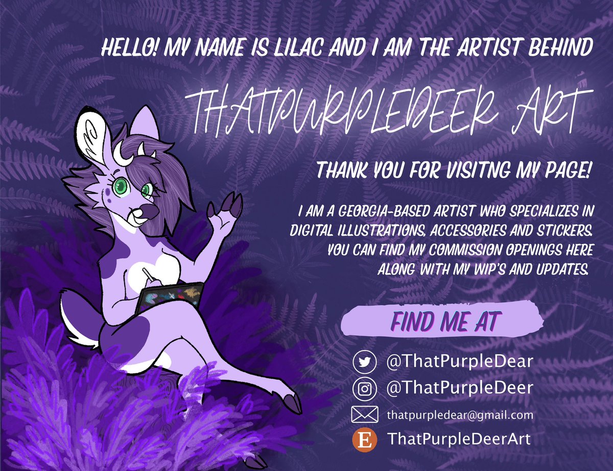 ThatPurpleDear's tweet image. 🦌💜 Welcome to ThatPurpleDeer Art! 💜 🦌
🪴Shop: etsy.com/shop/ThatPurpl…
🪴Telegram Channel: t.me/ThatPurpleDeer…
🪴Tips: ko-fi.com/thatpurpledeer