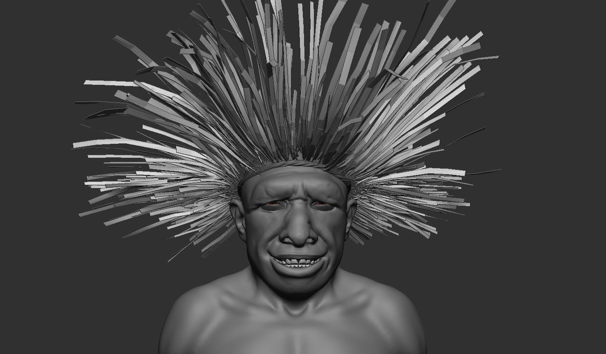 was playing with the idea of neanderthal headdress. It's clear that neanderthals were using materials that generally wont preserve and we know human are quite inventive in coming up things to look pretty or impressive. I think this leaves a lot of room to play with various ideas.