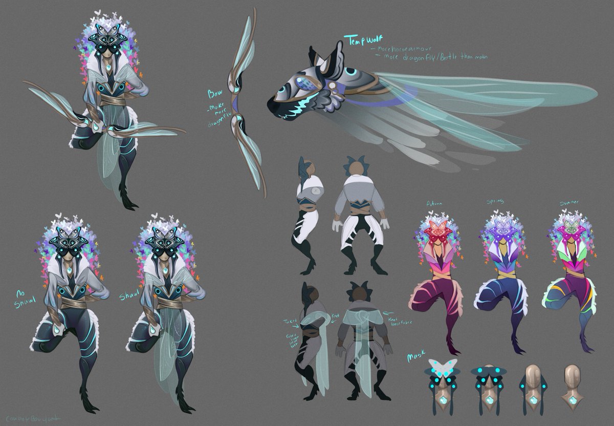 🦋[WIP] First go at a concept for Kindred in Faerie Court, still need to tweak things but I feel like I swung in the right ballpark.🦋 #ArtofLegends #LeagueOfLegendsFanArt #Kindred #TheKindred