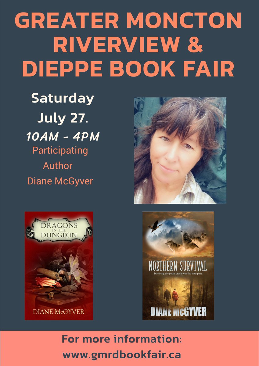 My day job keeps me busy for the next few months as it is our busy season. My next book sale event takes place July 27th at Riverview Lions Community Centre, Riverview, New Brunswick.

I'll be at the 2nd Annual Greater Moncton Riverview & Dieppe Book Fair. #NewBrunswick #books