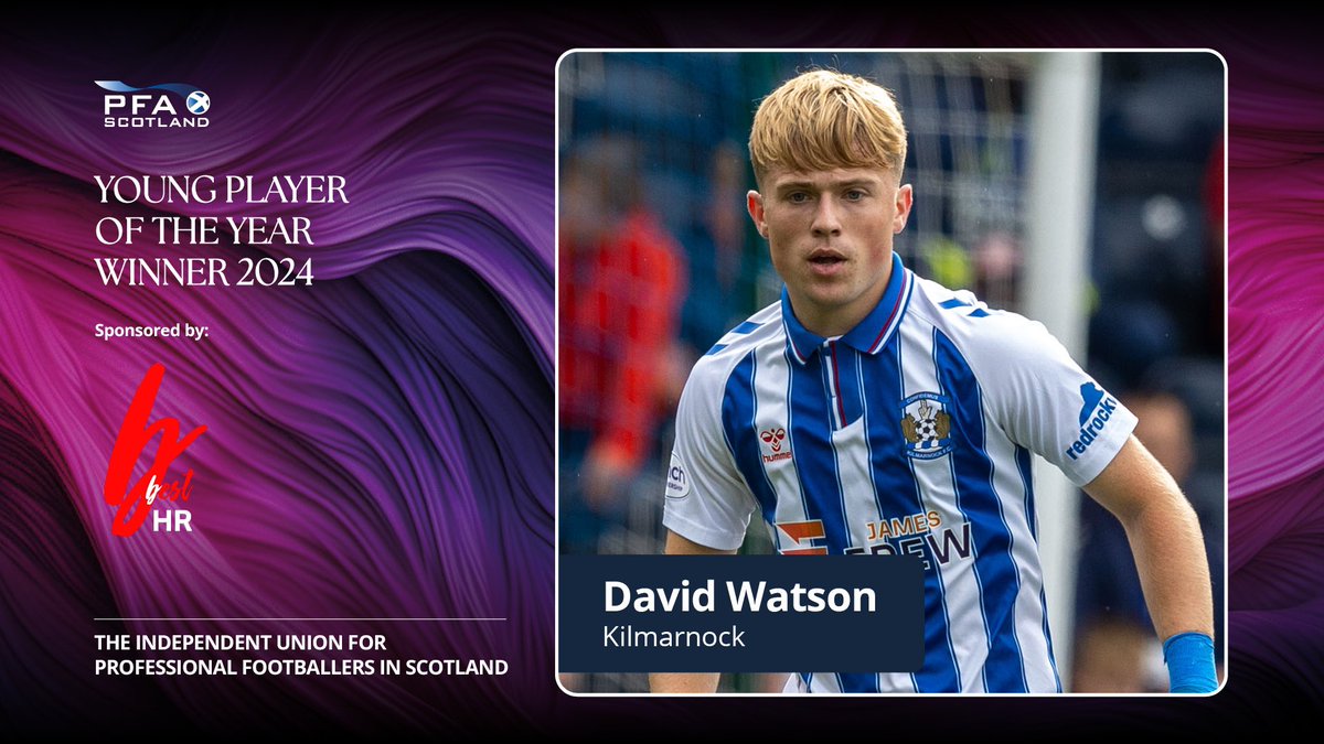 PFA Scotland Young Player of the Year winner 🏆

As voted by the players...

David Watson - Kilmarnock 

<a href="/wearebesthr/">Best HR</a> #PFASAwards