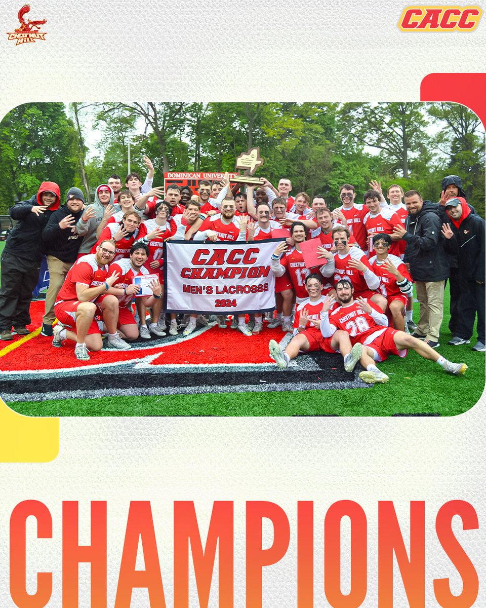 Not 1, not 2, not 3, but 4️⃣ IN A ROW!

Chestnut Hill are #CACC Men's Lacrosse Champions once again! 🏆
<a href="/CHCAthletics/">Chestnut Hill College Athletics</a>