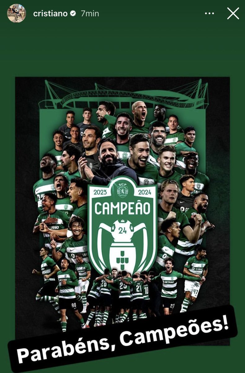 Ronaldo não esqueceu o Sporting e deu os parabéns pelo campeonato.