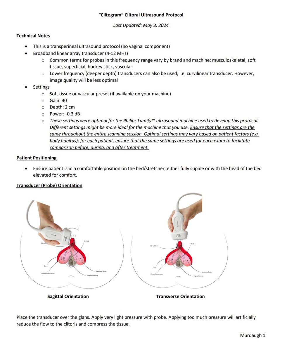 Here’s my ultrasound protocol PDF. surl.li/tloxc  I’m training different clinicians across the country, and partnering with academic centers to use clitoral imaging for #sexmed research. Reach out if you’d like to collaborate!