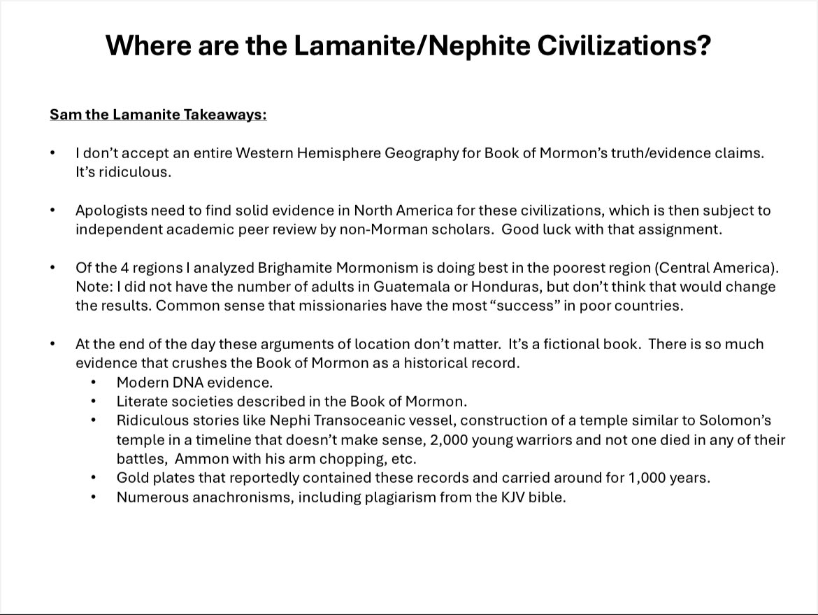 #Mormons are still looking for the Nephite/Lamanite civilizations.  It’s kind of entertaining watching them try to claim evidence all over the Western Hemisphere.  🤸 

What is evident is that Mormonism sells or converts best in poor countries/lands.