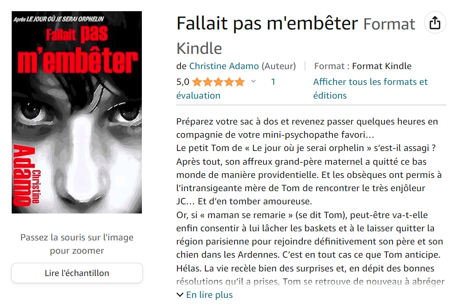 amazon.fr/Fallait-pas-me…

#fallaitpasmembêter désormais aussi en #kindle sur #amazon 🙃🙂

#roman #livre #lecture #book #litterature #booklover #bookaddict #lire #books #livreaddict #livres #thriller #adamo #auteur #bookworm #thrillerpsychologique #livraddict #passionlecture