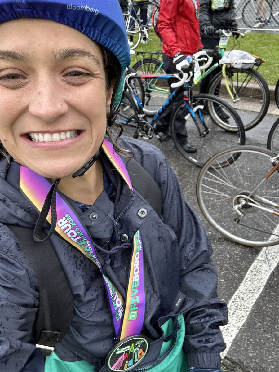 Completed my first ever @bikenewyork Five Boro Bike Tour! Even with the cold and the rain it was super cool and I am very proud of myself
