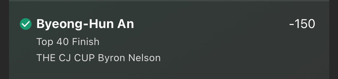 A Canadian is back on top and it's his first on tour. Did not see that coming #CJByronNelson #CJCup 

*Profitable Prop Market 
W’s 
Noren Top 🇸🇪 +105
SW Kim Top 20 +110 
An Top 40 -150 

Outright Market
Best - Noren 3rd