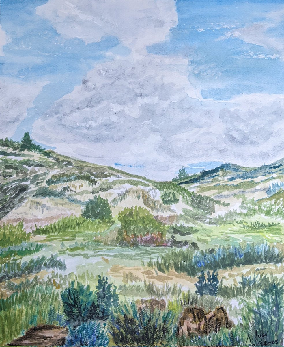 #Watercolor painting of a spot in #Badlands in North Dakota