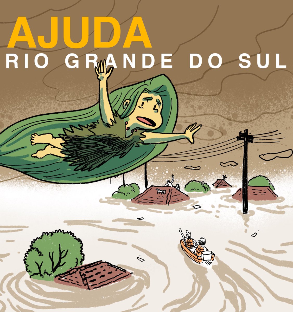 Eu sou gaúcho, nasci e moro em Porto Alegre e cresci no bairro Sarandi. Na segunda foto, vocês podem ver o estado atual da casa da minha avó, Alice, de 90 anos: só o telhado não foi tomado pela água. Minha avó teve sua casa submersa pela mesma enchente que está afetando o estado