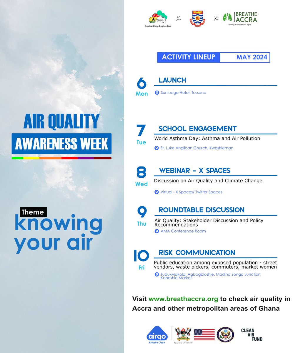 Ghana Urban Air Quality Project (GhanaAQ) (@ghanaaq) on Twitter photo Our week is hot and packed! We are sensitizing all and sundry on #AirQuality throughout the week. Come get life-changing information you can use to live healthier. #AQAW2024 #CleanAir4Accra <a href="/kofiamegah/">Kofi Amegah</a> <a href="/CleanAirFund/">Clean Air Fund</a> <a href="/AirQoProject/">AirQo</a> <a href="/Graphicgh/">DailyGraphic GraphicOnline</a> <a href="/GHANANEWSAGENCY/">Ghana News Agency</a> <a href="/USEmbassyGhana/">U.S. Embassy Ghana</a> Our week is hot and packed! We are sensitizing all and sundry on #AirQuality throughout the week. Come get life-changing information you can use to live healthier. #AQAW2024 #CleanAir4Accra <a href="/kofiamegah/">Kofi Amegah</a> <a href="/CleanAirFund/">Clean Air Fund</a> <a href="/AirQoProject/">AirQo</a> <a href="/Graphicgh/">DailyGraphic GraphicOnline</a> <a href="/GHANANEWSAGENCY/">Ghana News Agency</a> <a href="/USEmbassyGhana/">U.S. Embassy Ghana</a>
