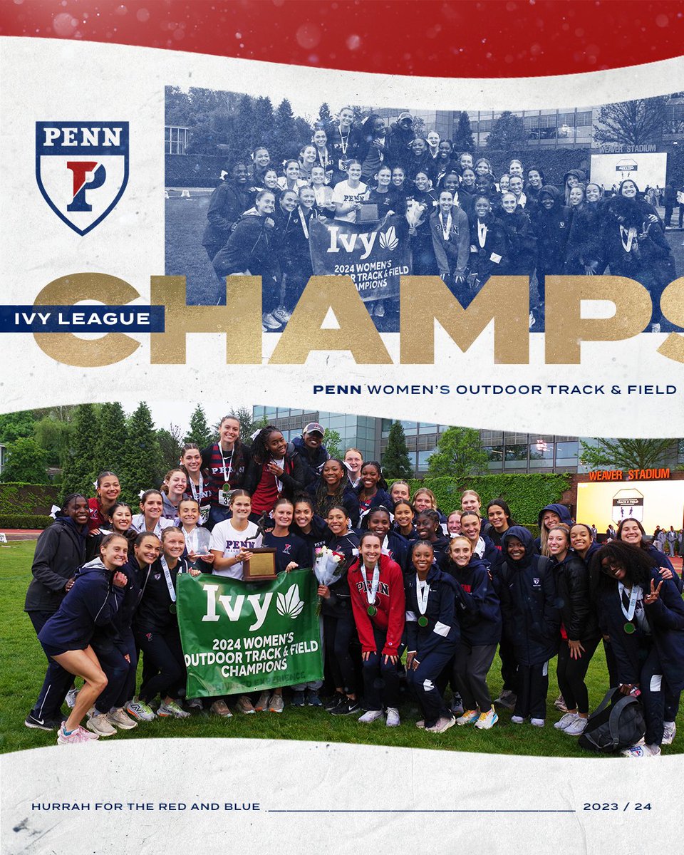 PennTrack's tweet image. 𝐈𝐕𝐘 𝐋𝐄𝐀𝐆𝐔𝐄 𝐂𝐇𝐀𝐌𝐏𝐈𝐎𝐍𝐒 🌿🏆

For the seventh time in program history and fourth time in the last five seasons, your Quakers have won the women&apos;s Ivy Heps outdoor title!

#ThePursuit | #FightOnPenn