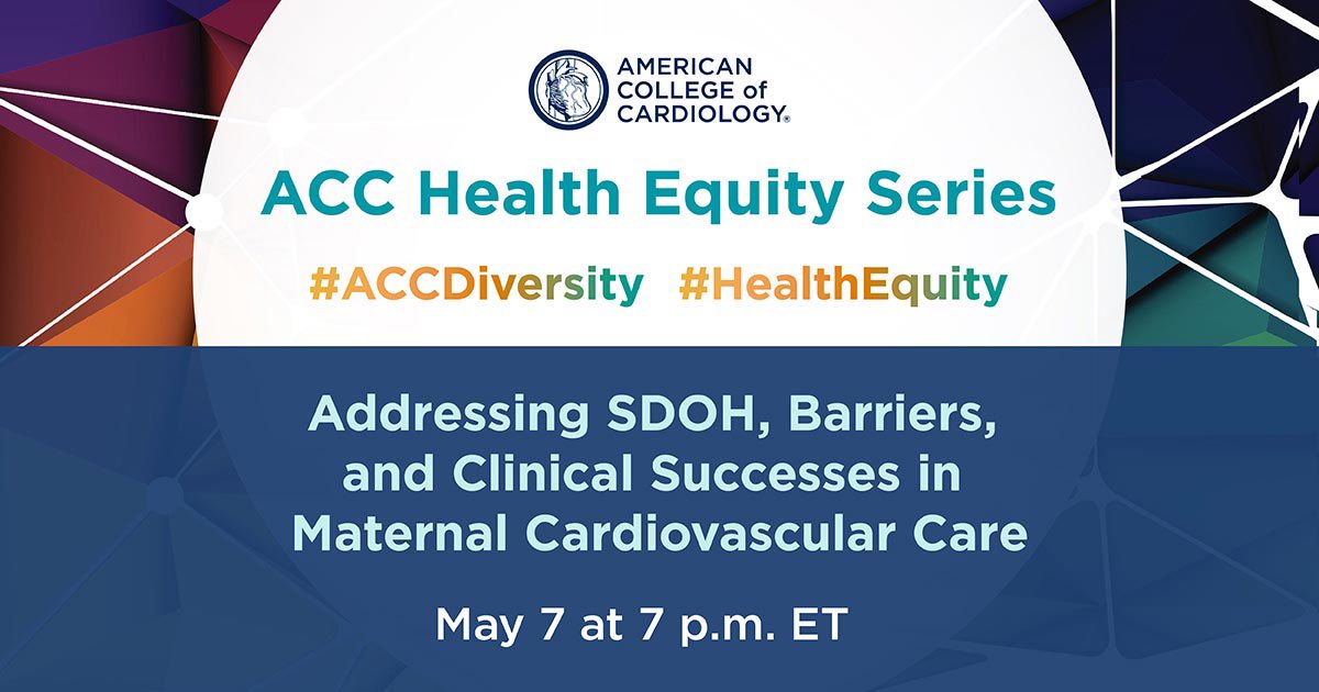 Do not miss this @ACCinTouch #CardioObstetrics Webinar

📅 Tue May 7
⏰ 7PM
🔗 bit.ly/4b8ewxQ
#ACCDiversity #ACCHealthEquity