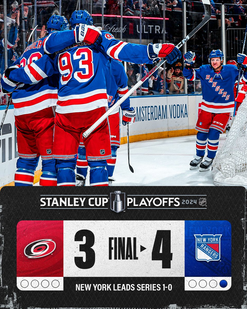 The @NYRangers begin the Second Round with a win in Game 1! 🗽 #StanleyCup