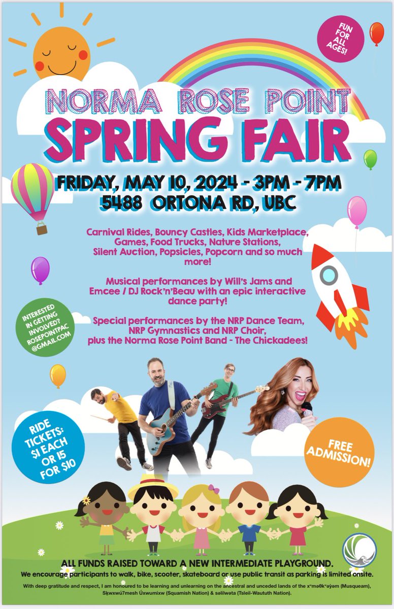 Next Friday, May 10, the band and I are playing the Norma Rose Point Fair up at UBC. This year we will be joined by the one and only <a href="/RocknBeauParty/">RocknBeau</a>. It’s going to be an amazing event. Hope to see you there.