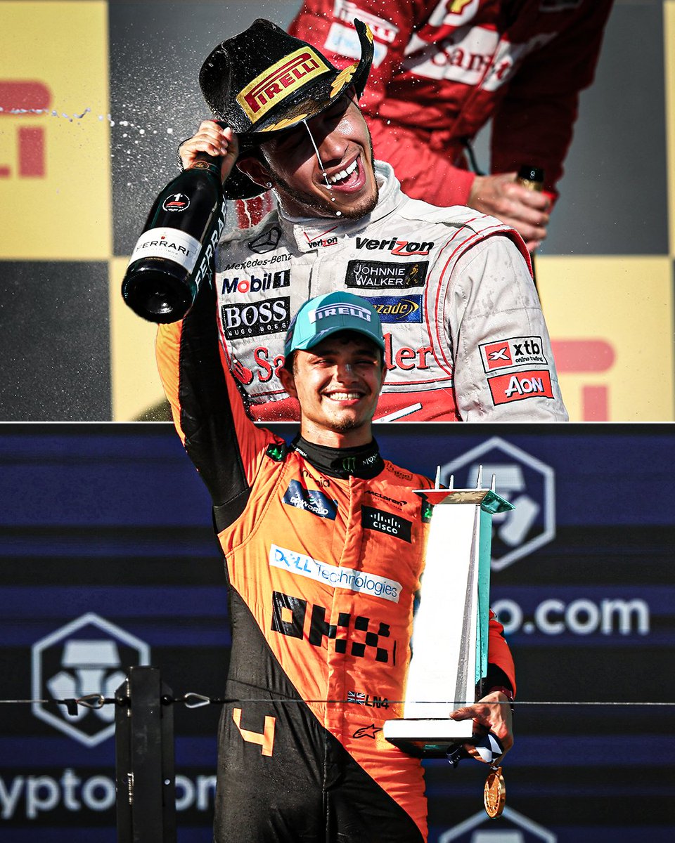 Lando Norris becomes the first McLaren driver to win in the United States since Lewis Hamilton at the 2012 Austin GP 🧡 They both drove with the number 4 on their cars 🤝