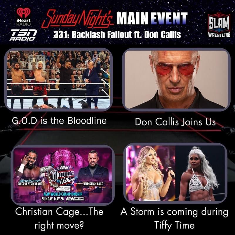 This week on #SNMERadio @br_aguilar and Donnie react to #WWEBacklash, new stars in the #WWE Womens Division, is Jey Main a Eventer, Swerve vs Cage. @TheDonCallis chats about being a heel, Kenny Omega, #AEW, Swerve and more! sundaynightsmainevent.com/podcast/snme-3… #Wrestling #prowrestling