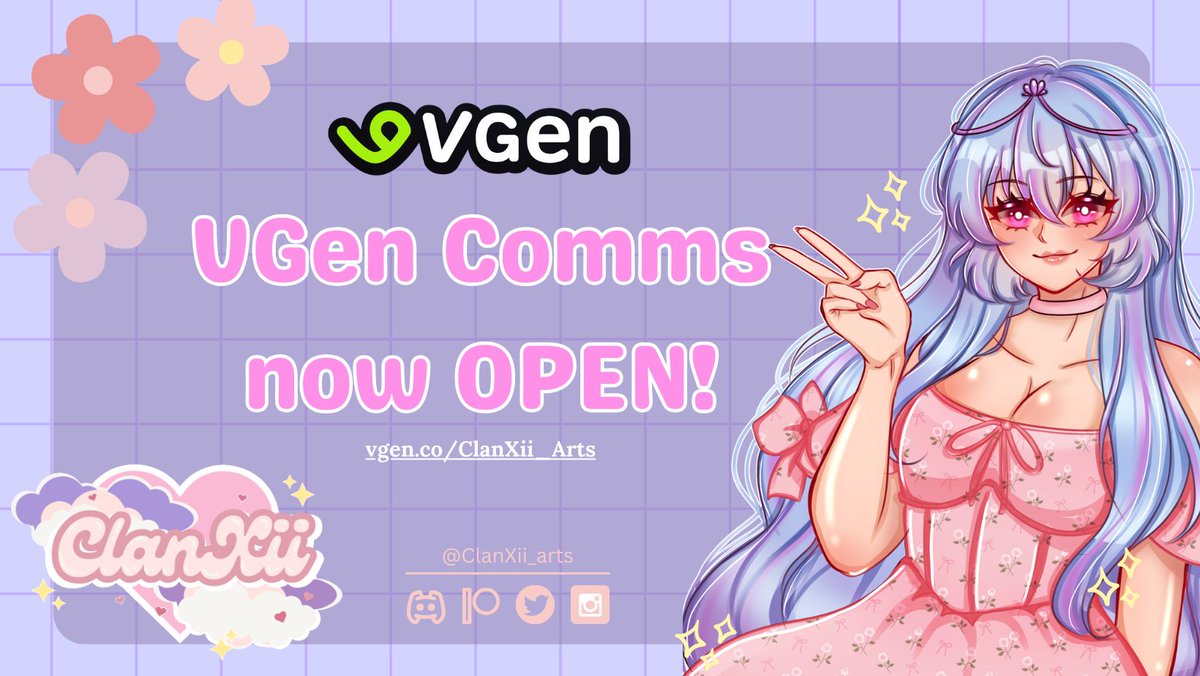 I'm very very very excited to share with you my #Vgen Comms~ ✦・ vgen.co/Clanxii_arts ・✦ Open for: ✿ SKEB (Waitlist) ✿ Emotes ✿ Bust Up ✿ Full Body ♡ / ↻ are highly appreciated #VGenComm