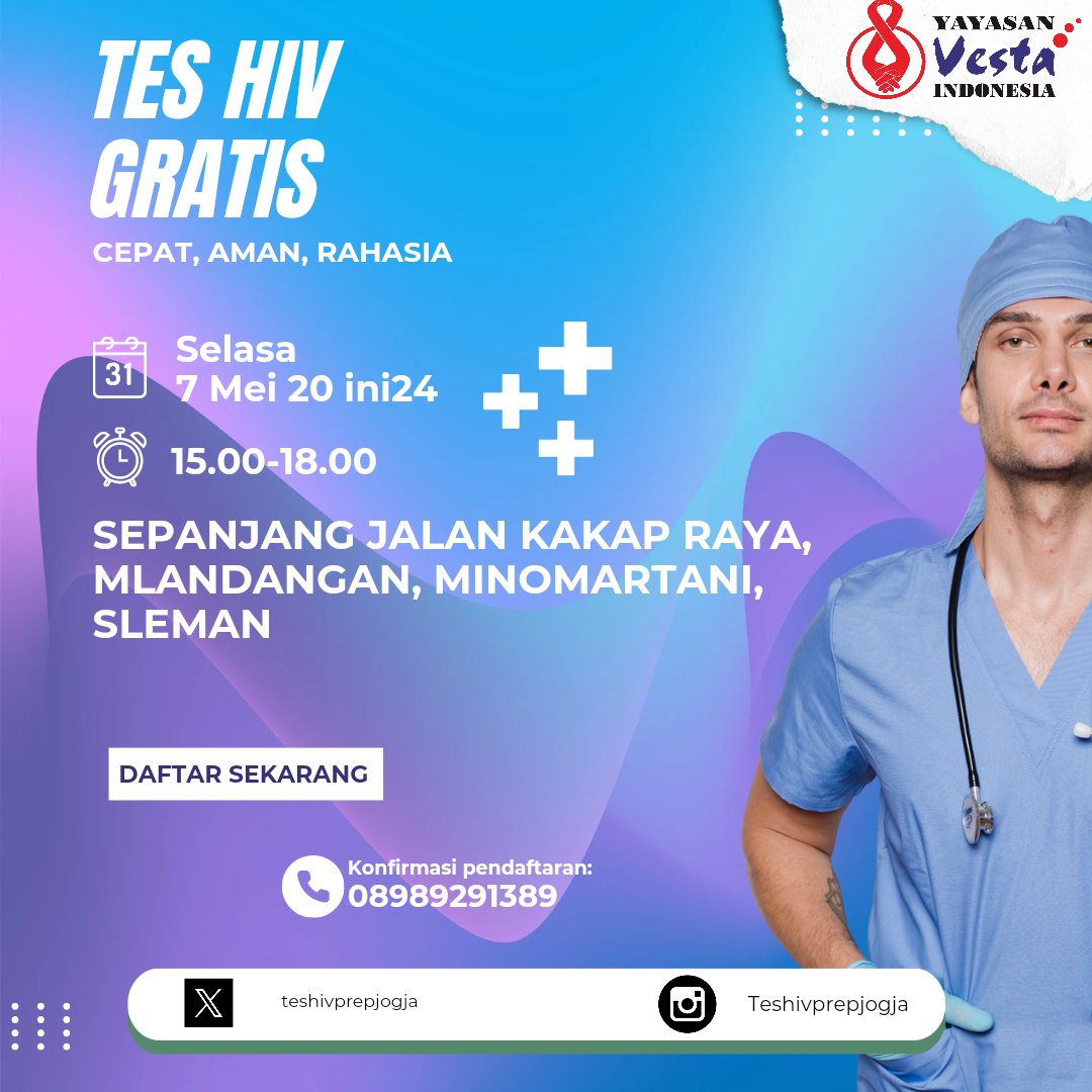 Yg di sekitaran Ngaglik, jalan kaliurang silahkan merapat besok ... 

#teshivjogja #hivjogja #prepjogja #sipilisjogja #gayjogja