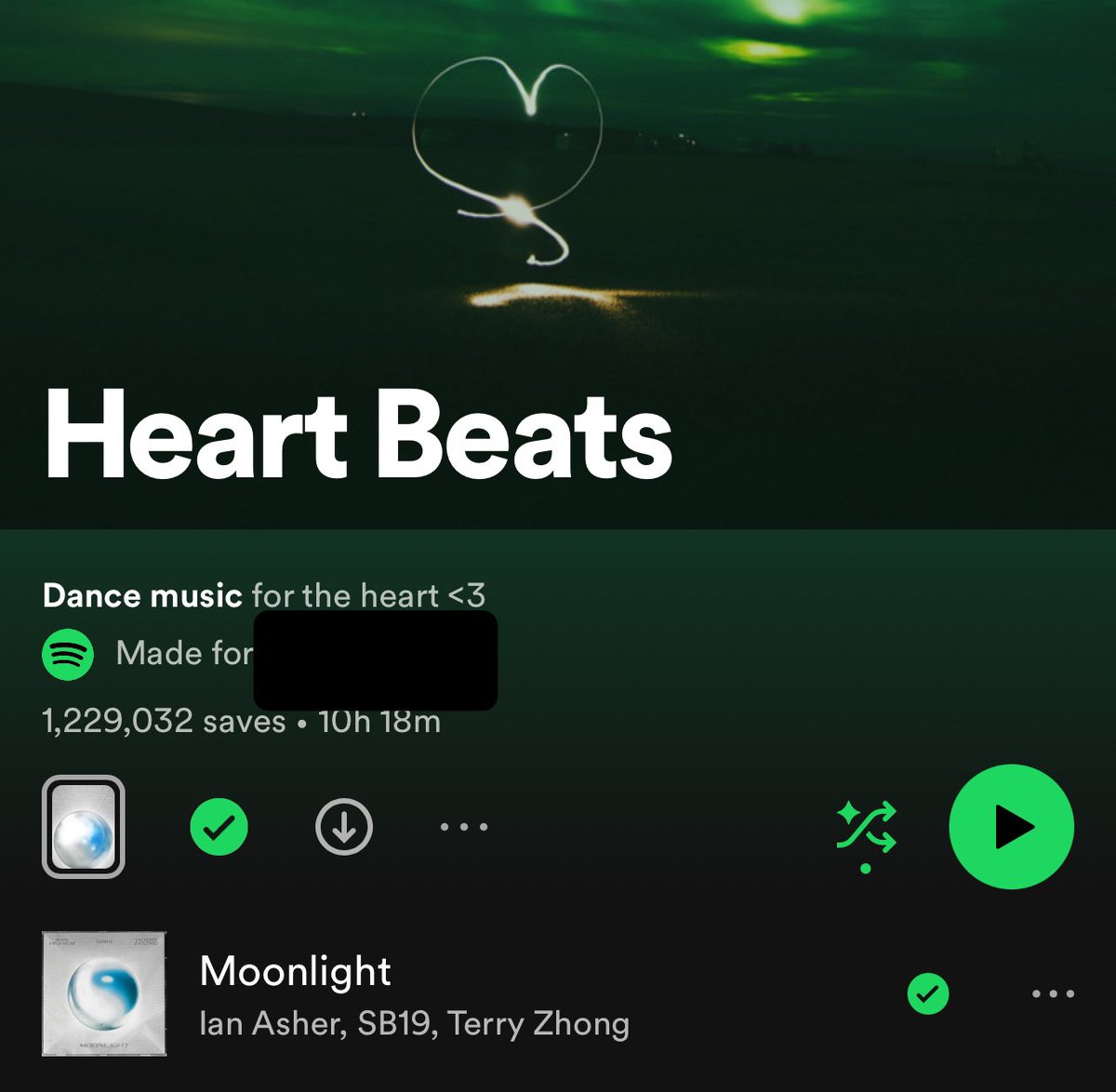 SB19 Spotify Updates

Visit Heart Beats and play Moonlight. This dance music playlist has over 1.2M saves on Spotify.

Link : open.spotify.com/playlist/37i9d… 

@SB19Official #SB19
#MOONLIGHT_1MILLIONViews