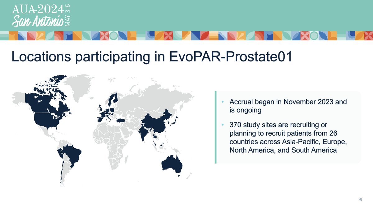 #AUA24 @AmerUrological 👉Dr. Neeraj Agarwal @neerajaiims presents the EvoPAR-Prostate01 phase 3 trial (trial in progress) in mHSPC #ProstateCancer with ADT+ARPI plus/minus SARUPARIB, a novel PARP1 selective inhibitor. Trial design👇 @OncoAlert @urotoday @PCF_Science @Huntsman_GU