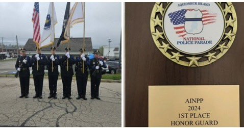 Great Job by members of the <a href="/NortonMaPolice/">Norton Police Dept.</a>  Honor Guard for receiving a 1st place award at the Aquidneck Island Police parade today.
