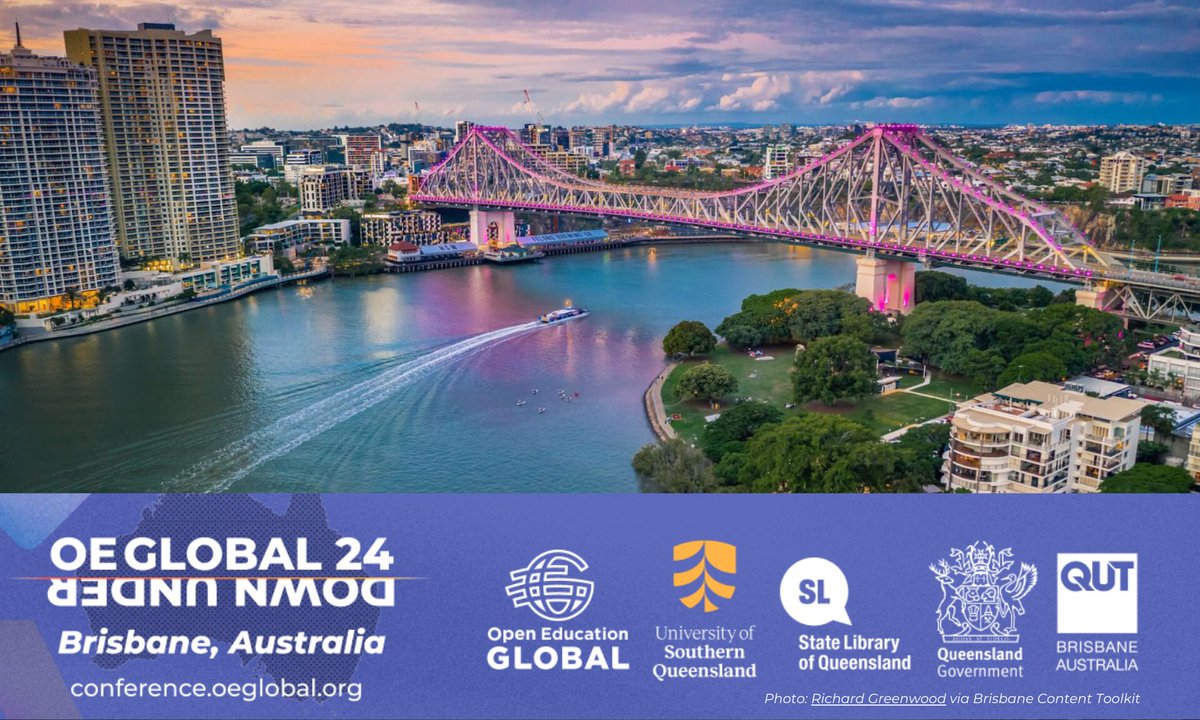 Present #openeducation work in Brisbane at #OEGlobal24 – #CallforProposals is Open

@OpenEdGlobal @unisqaus @QUT @slqld invite you to explore 'Open Is Everyone’s Business'

Add yours 👉 bit.ly/OEG24CFP
📆 13-15 Nov
📌 #Brisbane #Queensland #Australia
Deadline: 20 May
#cfp