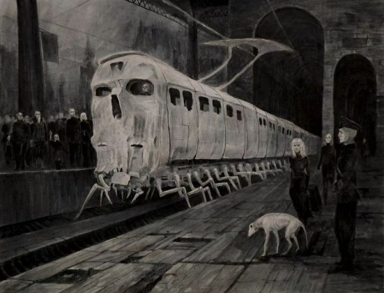 💀There was a study called “Subway Accident”, in which a flock of the vile things were clambering up from some unknown catacomb through a crack in the floor of the Boylston Street subway and attacking a crowd of people on the platform🎨Vergvoktre💀#Lovecraftian #Mythos #Horror