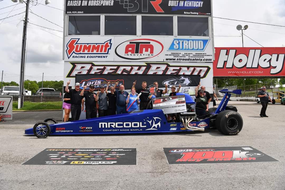 Tracy Sons cashed in for $100K in the S-10 and Zac Fulcher put his brand new dragster on the dance floor for $50K to close out the TB100K at Beech Bend. #BigMoney #BracketRacing
