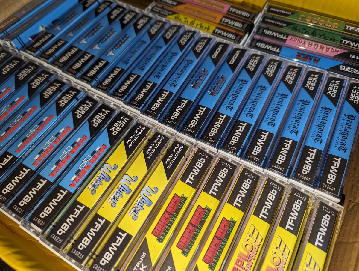 futurewas8bit's tweet photo. I've spent most of the last couple of days writing cassette tapes for the ever expanding #499Range

CAS001 Pentagorat VIC20 was the first
CAS038 Emu's Massive Hunt VIC20 is our latest!

#GottaCatchEmAll ;D
https://t.co/8RskPUhvqh https://t.co/D6mYzvaWdy