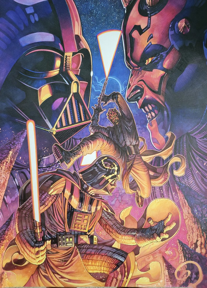 A day late but better late than never! Darth Vader vs. Darth Maul original art commission by color Jedi Master CHRIS STEVENS! 18x24…another unbelievable Wall Power masterpiece by Chris! Closeups are coming up next! Happy #MayThe4th on the 5th! felixcomicart.com