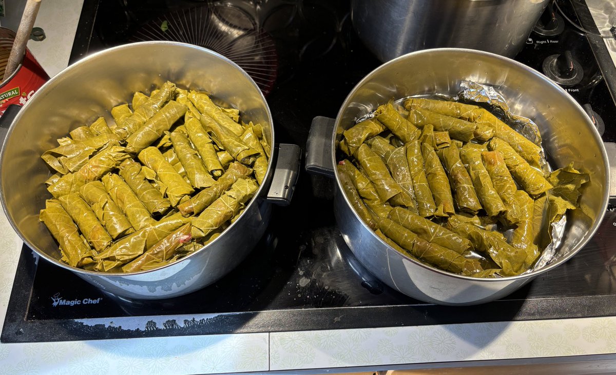 #CableNewsWithMom (with a little help from me) comes out of retirement to make enough stuffed grapeleaves for all of her children and grandchildren to take home. #OrthodoxEaster #ChristIsRisen