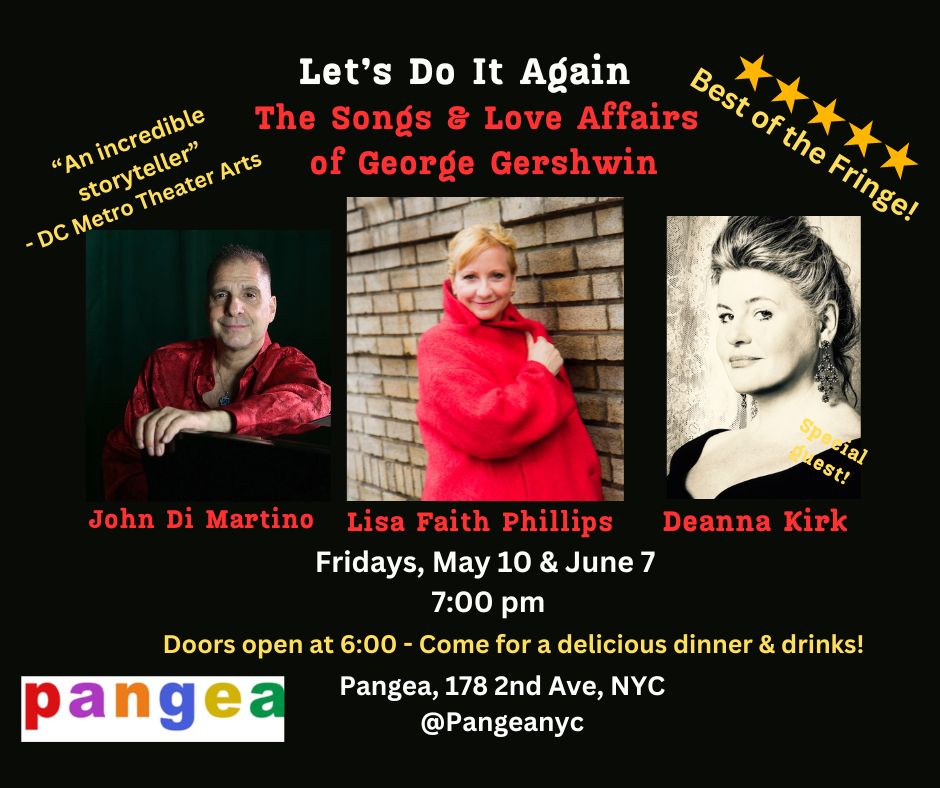 I'm thrilled to have the fabulous singer @DeannaKirkofficial join us for our new #Gershwin show. Come & laugh & sing!
5/10 & 6/7
7:00 pm
@Pangea #EastvillageNYC
Book now rb.gy/quey5z

#fredastaire #livemusic #cabaret #GeorgeGershwin @TimeOutNewYork