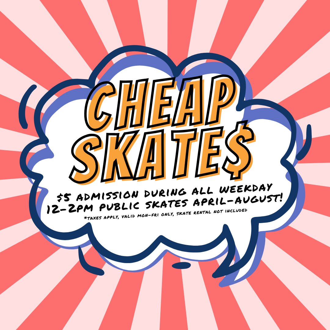 Enjoy $5 admission into the afternoon Public Skates (Monday-Friday) all summer long at Centene Community Ice Center! Who doesn't love a good Cheap$kate⛸