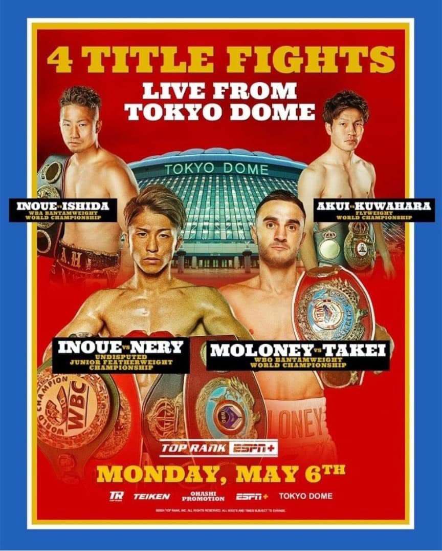 Fight day in Tokyo! Watch Japan’s biggest ever boxing event live on @MainEventTV from 6pm AEST #InoueNery #MoloneyTakei