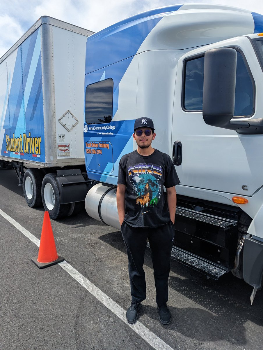 PCCTruckDriver's tweet image. Another weekend test! Congrats to Fabian F. for also passing his Class A #CDL today! Fabian is researching local job opps. Thanks for choosing Pima and stay safe! #PimaCCWorkforce #studentsuccess