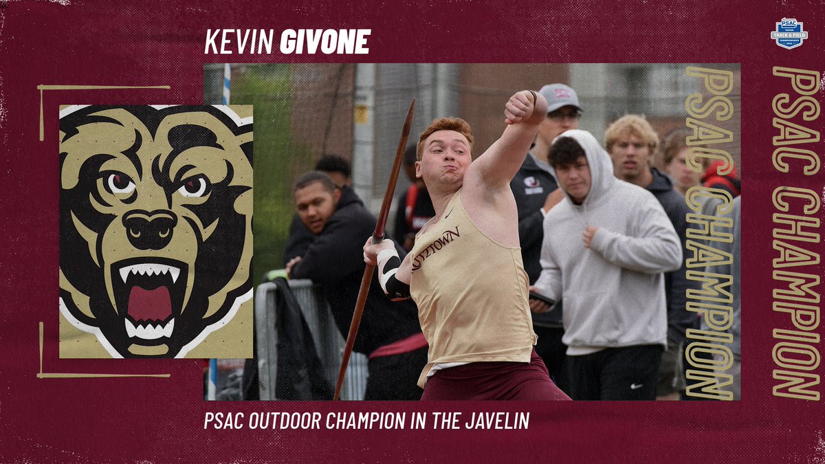 🏆PSAC CHAMPION🏆

Congrats to Kevin Givone of @KUBearsXCTF on winning the @PSACsports title in the javelin at the 2024 Outdoor Championships today! #HereYouRoar