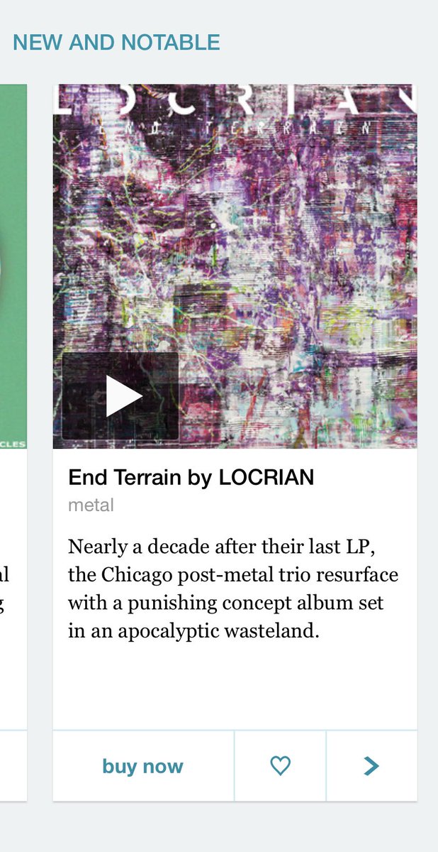 Thanks to @Bandcamp for including “End Terrain” on their homepage as “New and Notable”