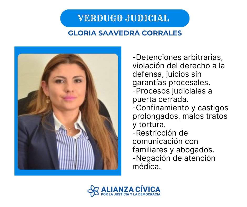 Gloria Saavedra Corrales.
 ¡La memoria es esencial para la justicia!
#Nicaragua #SOSNicaragua