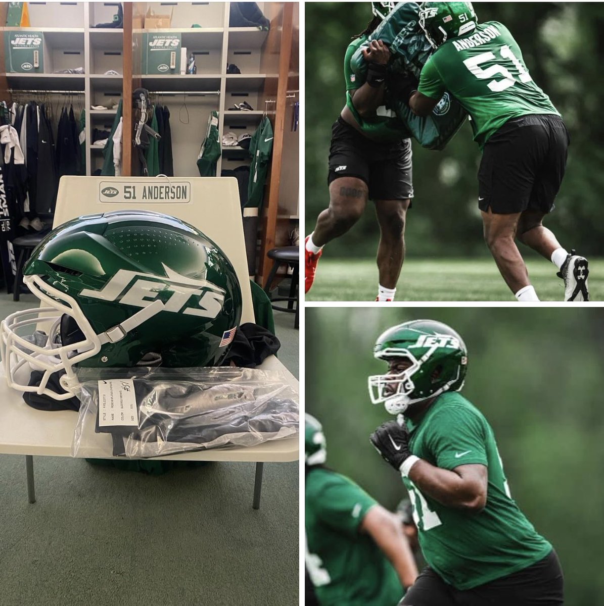 How cool is this? Former @BectonFootball player @Greg_Anderson76 in a NY Jets uniform completing minicamp last week! His next stop is Carolina, where he was also invited to participate in the Panthers minicamp. Keep turning heads, Big Dog! 🅱️🏈 @BectonHS