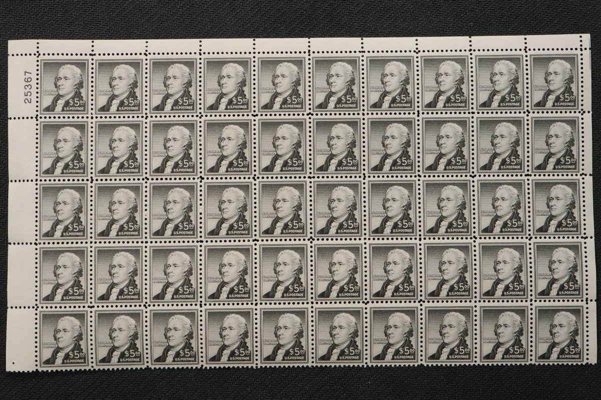 NobleSpiritLLC's tweet photo. Scarce US #1053 Mint NH Half Sheet of 50 = $2,500 CV $5 Hamilton

Auction ends: TODAY, Saturday May 11th at 8:23pm EST

View the auction and bid: https://t.co/S9PyFVLqFj https://t.co/vpMAYL3ILO