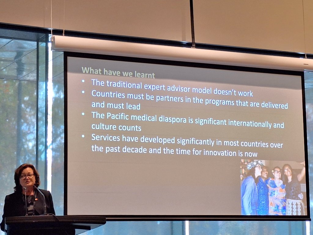 Debbie Sorensen, CEO of the Pacific Medical Association @MedicalPasifika- 'everyone coped for 3 years [during COVID] without outside help. We know we can do it. We don't need 'advice''. No more colonialism- global health requires partnership, not outside 'experts' #RACS24