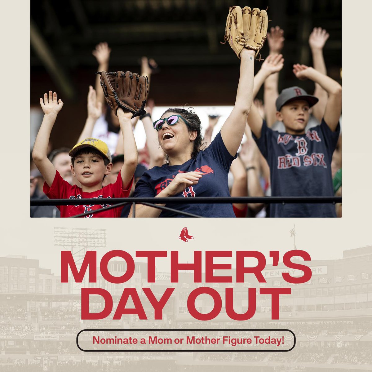 It's the final night to nominate your mom or a mother figure in your life for a chance to win the ultimate Mother's Day experience at Fenway! Nominate & see full rules: redsox.com/mothersdayout
