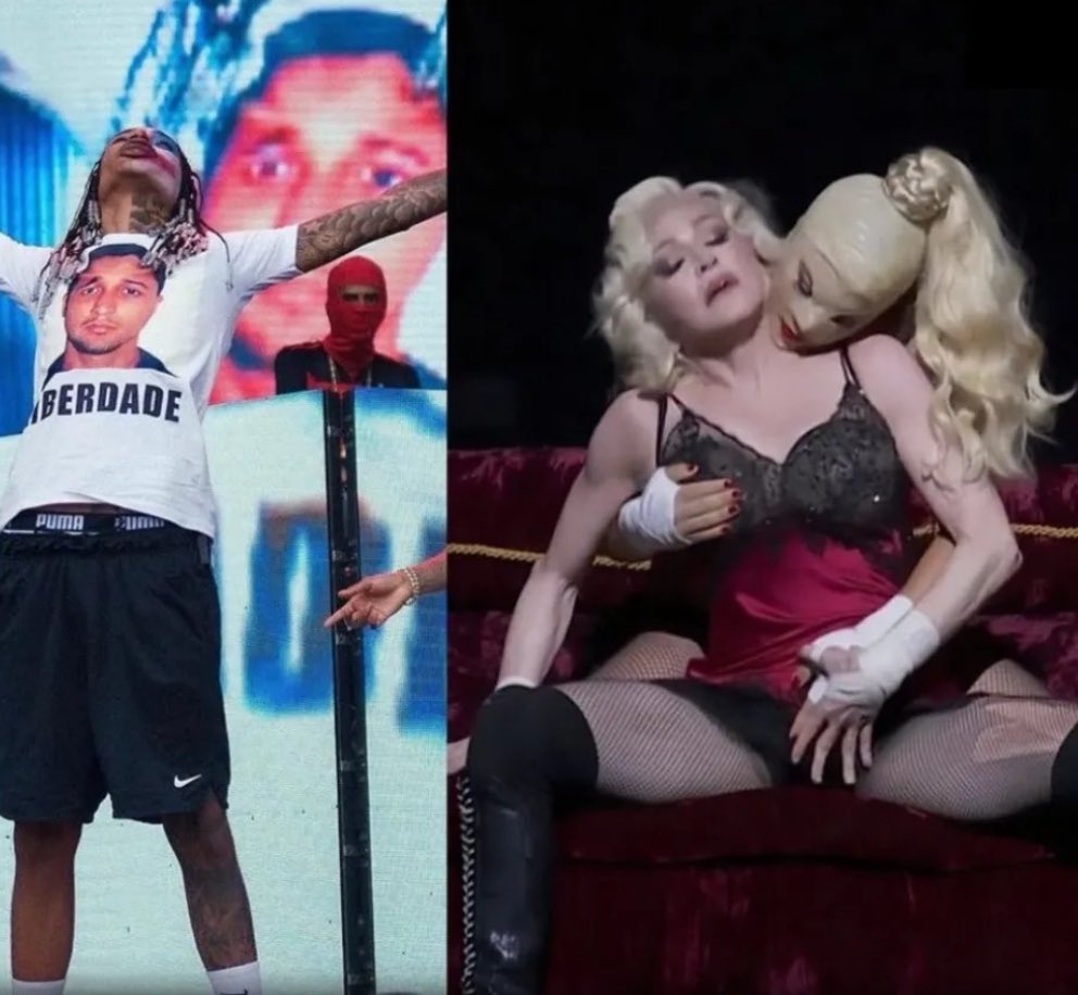 🚨 Oruam reage após ver cenas explicitas e nudez no show da Madonna em Copacabana:

"Ai eu entrar com a camisa pedindo a liberdade do meu pai não pode"