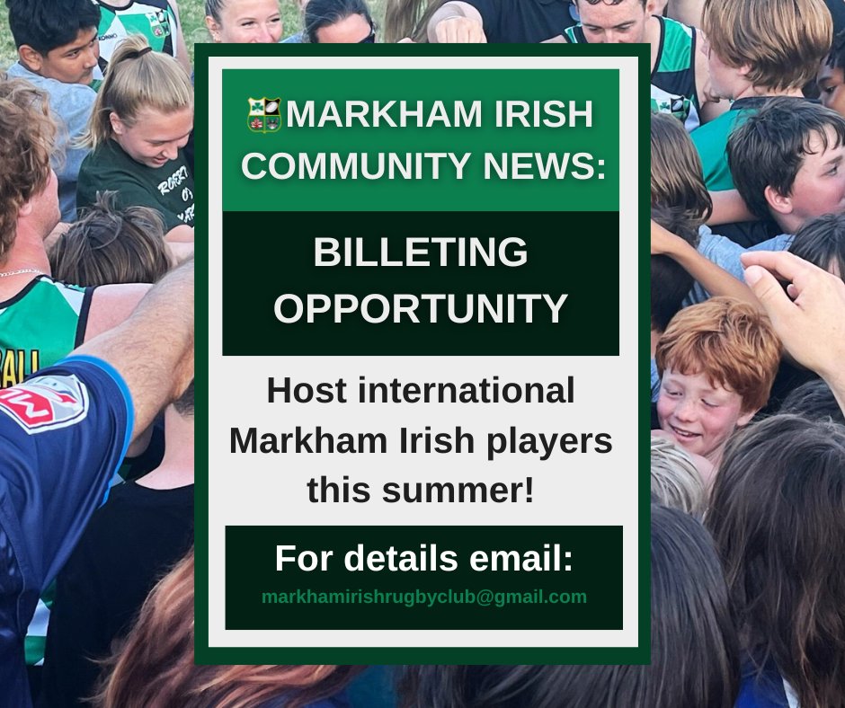 ☘️We're excited to announce 2 senior men & 2 senior women players will be joining our club for the summer! 🏉 To make their experience the best it can be, we’re looking for support from our community 🏘 🏡Each host will receive substantial financial support for hosting a player