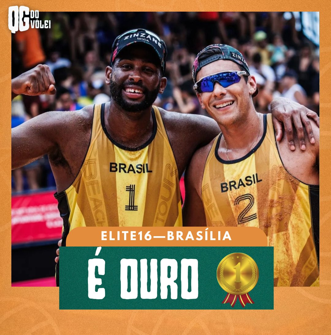 É OURO PRO BRASIL 🥇🇧🇷 

A dupla brasileira 🇧🇷 Evandro/Arthur derrotaram os holandeses 🇳🇱 Velde/Immers por 2x1 (17-21,23-21 e 15-9) na final da Beach Pro Tour Elite16 em Brasília (DF). 

Em uma virada impressionante,os brasileiros ganharam o ouro em casa. 

Após estarem perdendo,