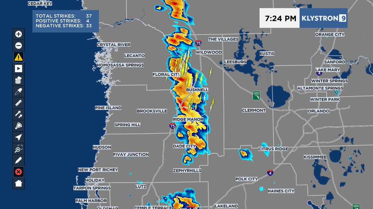 Heavy thunderstorms are along the sea breeze collision in Eastern Citrus and Eastern Hernando Counties. Expect very heavy rain, frequent lightning and possible gusty winds. More than 1 inch of rain has fallen. Storms are moving south. Diane Kacmarik