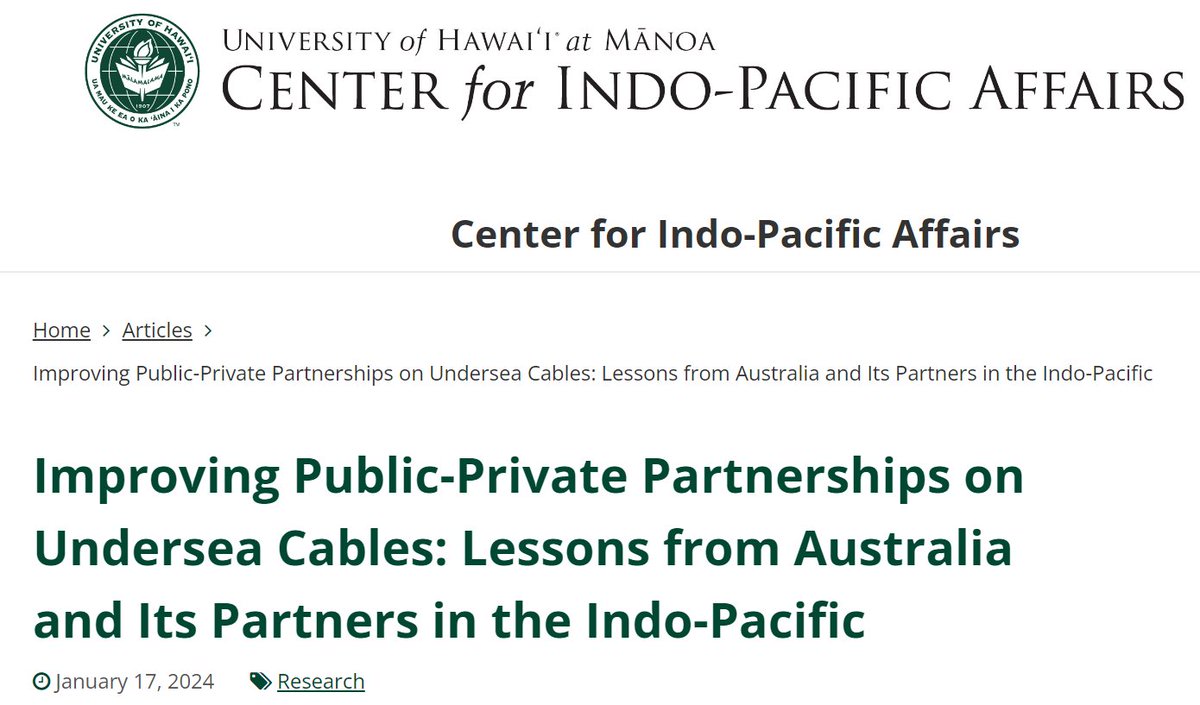 What are the experiences of private sector actors working on #UnderseaCables? @HayleyChanner spoke to them & wrote policy recommendations. manoa.hawaii.edu/indopacificaff… #criticalinfrastructure #tech @uhindopacific @NSC_ANU @SamuelBashfield @CynthiaMehboob @BartHoogeveen @the_diplomark