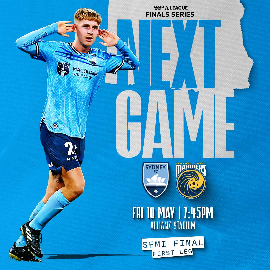 Our Semi Final First Leg details are confirmed 🔒 🎟️Members check your email for pre-sale details ⏰General Public tickets on sale at 9am on Tuesday. #WeareSydney #SydneyisSkyBlue