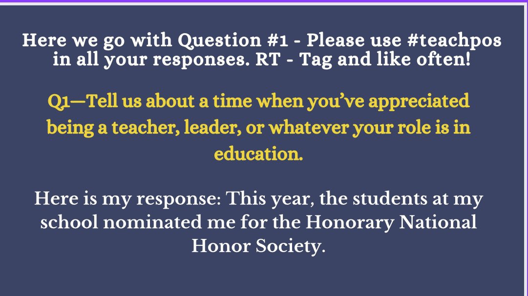 Here we go with Question one for #teachpos please tag, RT and like.  #teachpos